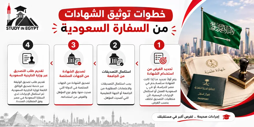 خطوات تصديق الشهادات من السفارة السعودية في مصر